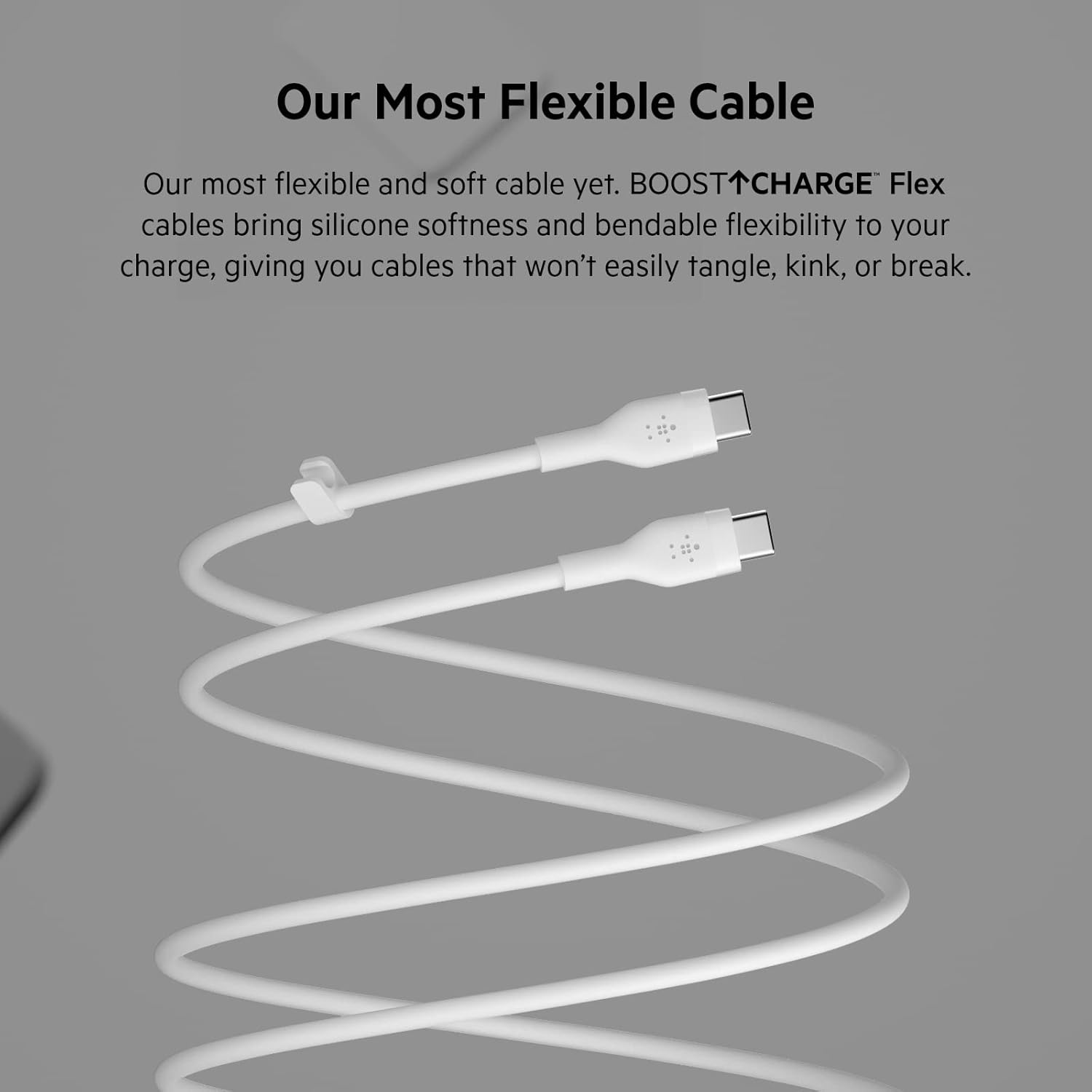 Belkin BoostCharge Flex USB-C to USB-C Silicone Cable, 3M - White Belkin BoostCharge Flex USB-C to USB-C Silicone Cable, 3M - White